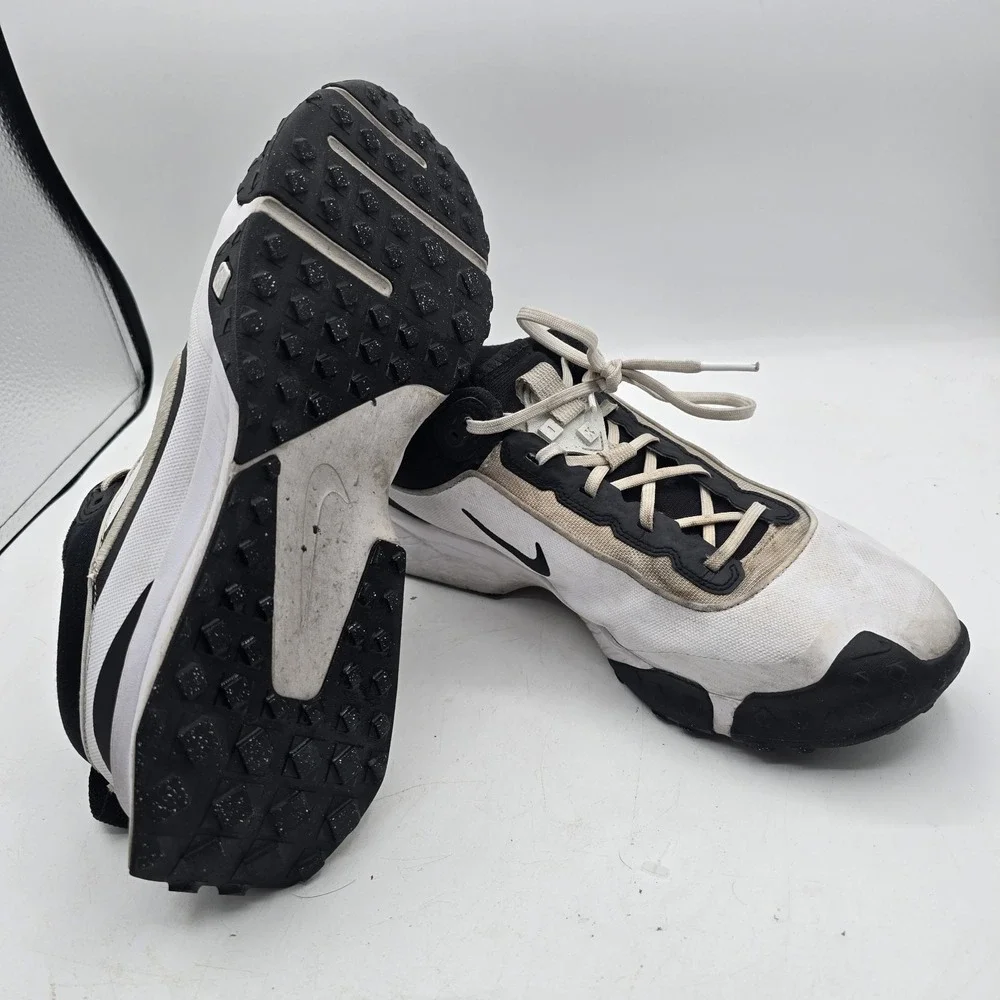 Nike Air Diamond Varsity Turf Baseball Shoes White Black Men's 12.5 FN7454-102